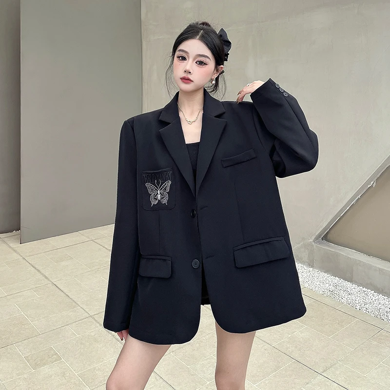 Real Shot Stylish Black Butterfly Embroidered Blazer for Women Spring/Autumn Loose Versatile Long-Sleeve Suit Jacket Hot Sale
Real Shot Stylish Black Butterfly Embroidered Blazer for Women Spring/Autumn Loose Versatile Long-Sleeve Suit Jacket Hot Sale