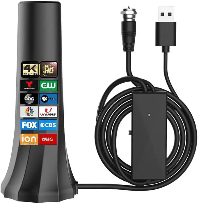 ТВ-антенна для смарт-телевизоров – радиус действия более 560 миль, усилитель сигнала, совместима со всеми телевизорами, в комплекте коаксиальный кабель.
ТВ-антенна для смарт-телевизоров – радиус действия более 560 миль, усилитель сигнала, совместима со всеми телевизорами, в комплекте коаксиальный кабель.