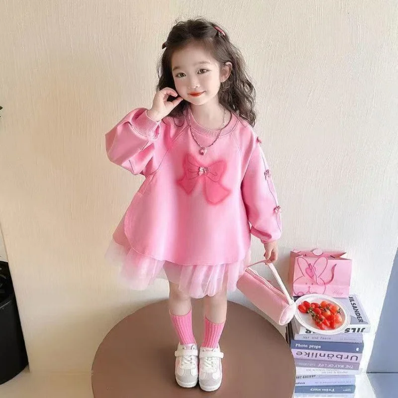 2-7Y Girls' Dress Spring 2025 New Baby Girls Sweet Mesh Bow Splicing Sweater Dress Children's Princess 90-140cm Dress
2-7Y Girls' Dress Spring 2025 New Baby Girls Sweet Mesh Bow Splicing Sweater Dress Children's Princess 90-140cm Dress