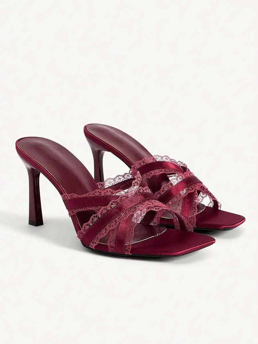 Elegant Lace Wrap Pointed Toe Stiletto High Heel Mules For Wedding Party Evening
Elegant Lace Wrap Pointed Toe Stiletto High Heel Mules For Wedding Party Evening