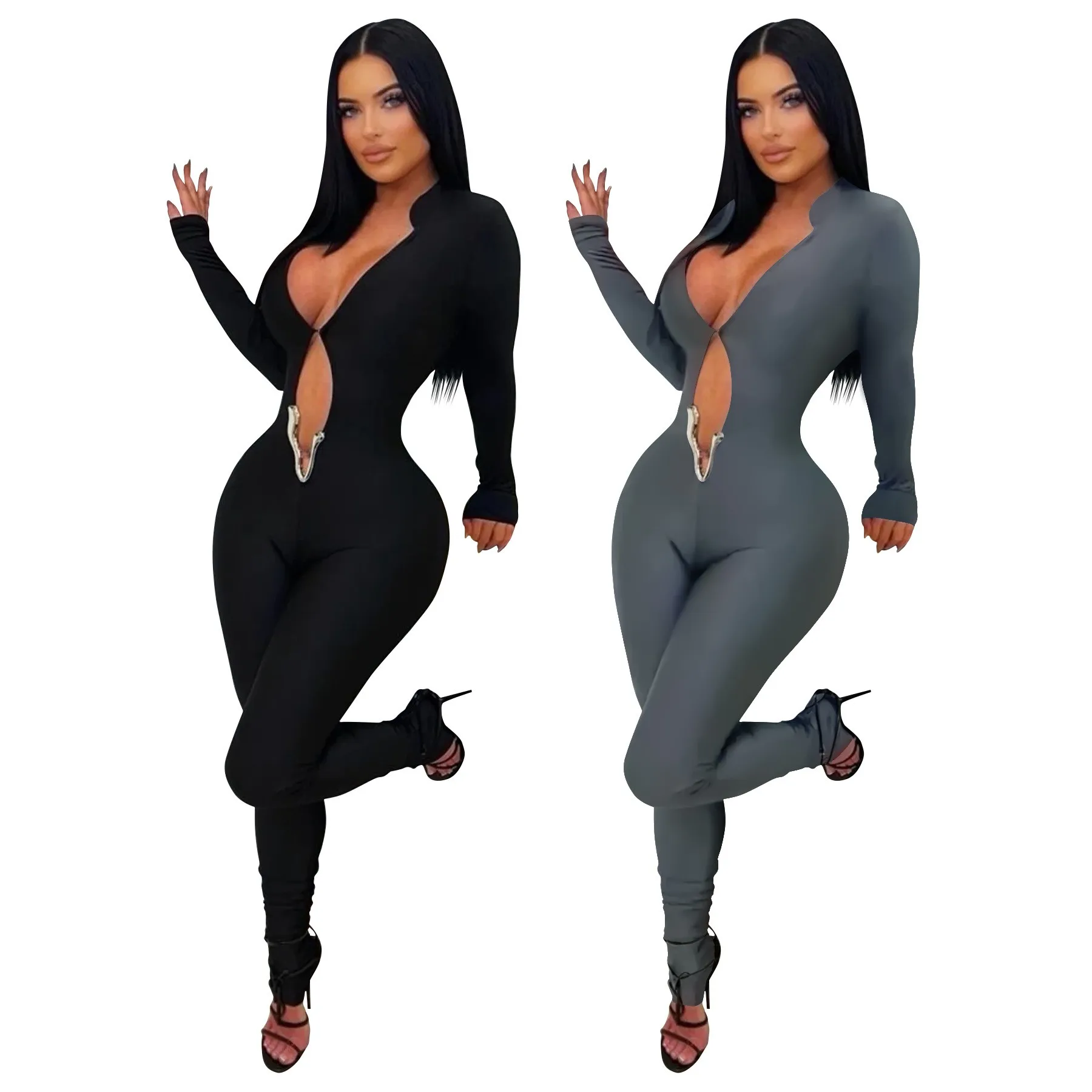 Winter Women's Clothing Sexy Deep V Long Sleeve Solid Color High Waist Slim Fit Jumpsuit For Woman Polyester Thin Bodysuit
Winter Women's Clothing Sexy Deep V Long Sleeve Solid Color High Waist Slim Fit Jumpsuit For Woman Polyester Thin Bodysuit