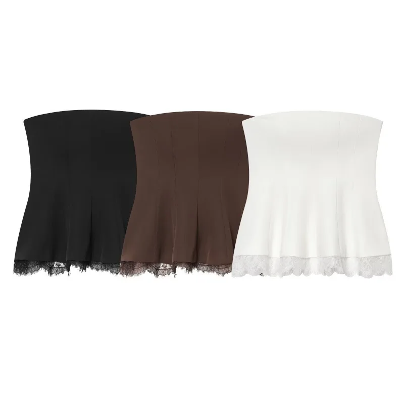 Withered Fashionable And Sexy Off Shoulder Hem Lace Patchwork Tight Strapless Top T-shirt Woman Clothes Female Clothing
Withered Fashionable And Sexy Off Shoulder Hem Lace Patchwork Tight Strapless Top T-shirt Woman Clothes Female Clothing