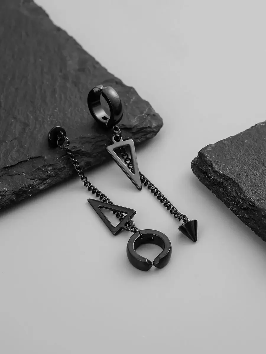 Mens Black Triangle Chain Ear Cuff Stainless Steel Earring For Stylish Look
Mens Black Triangle Chain Ear Cuff Stainless Steel Earring For Stylish Look