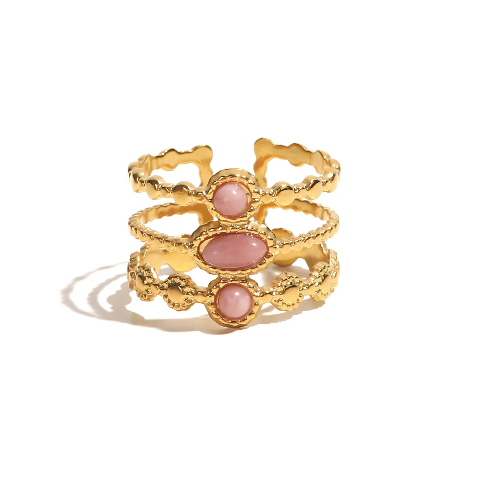 Stainless Steel PVD 18K Gold Plated Tarnish Waterproof Pink Stone Cutout Rings For Woman Jewelry Wholesale Trendy
Stainless Steel PVD 18K Gold Plated Tarnish Waterproof Pink Stone Cutout Rings For Woman Jewelry Wholesale Trendy