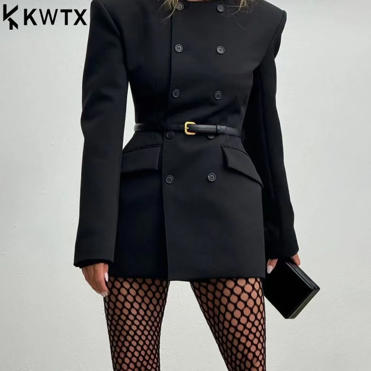 KWTX женские утягивающие двубортные пиджаки с круглым вырезом и длинными рукавами, туника, блейзер, женская одежда
KWTX женские утягивающие двубортные пиджаки с круглым вырезом и длинными рукавами, туника, блейзер, женская одежда