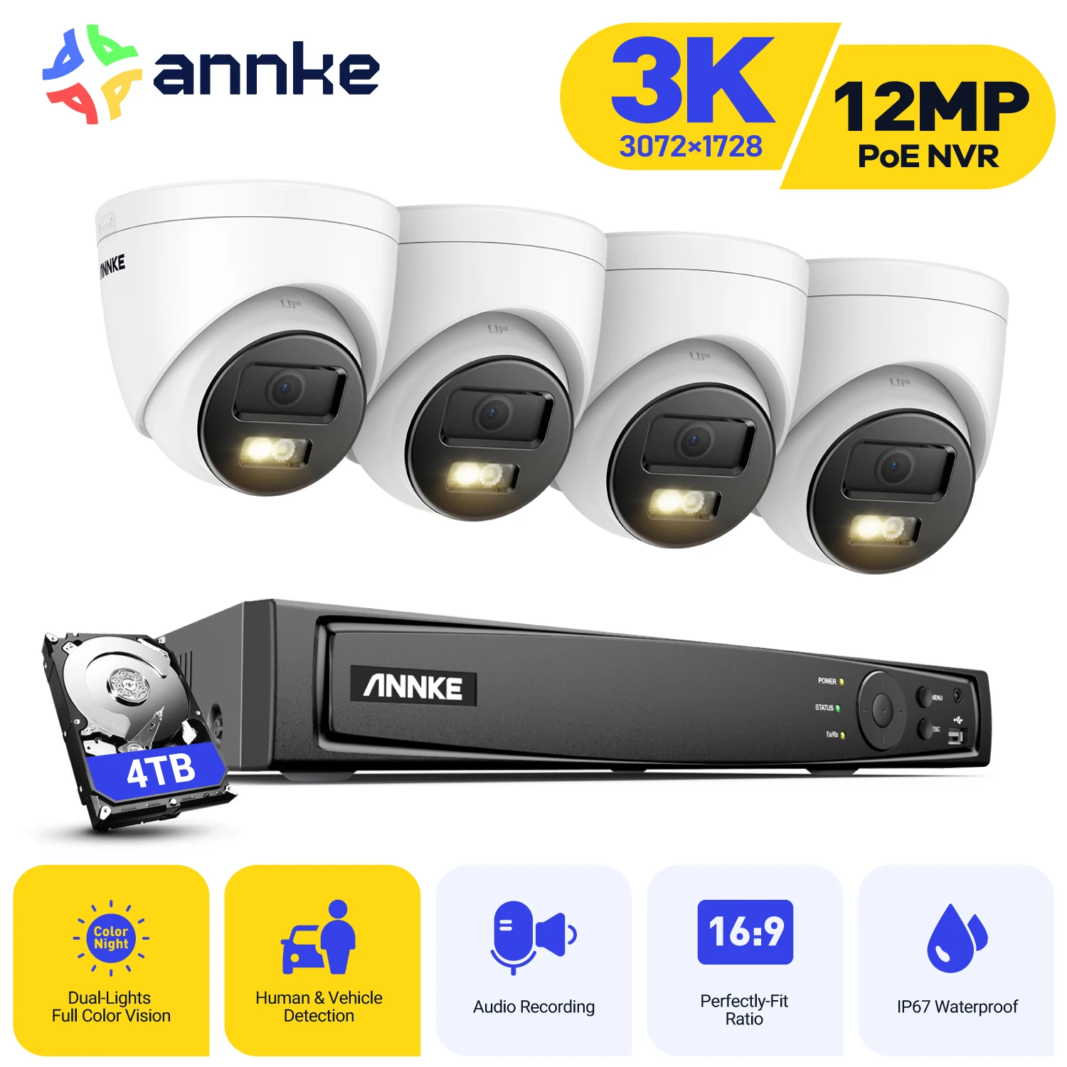 ANNKE 5MP H.265+ PoE Network Video CCTV System Smart Dual Light IP67 Outdoor Security Camera Surveillance Kit Remote Monitor
ANNKE 5MP H.265+ PoE Network Video CCTV System Smart Dual Light IP67 Outdoor Security Camera Surveillance Kit Remote Monitor