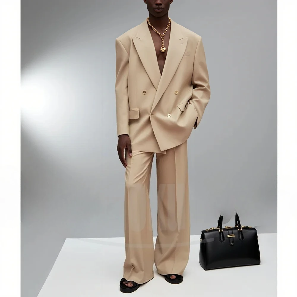 Men's Double Breasted Suit Set Oversized Blazer and Wide-Leg Trousers Fashion Casual Formal Outfits for Streetwear Party 2pieces
Men's Double Breasted Suit Set Oversized Blazer and Wide-Leg Trousers Fashion Casual Formal Outfits for Streetwear Party 2pieces