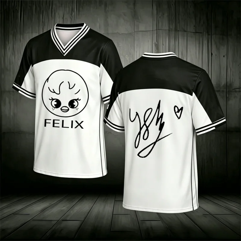 2026 New Kpop Boy Band Jersey Felix Cartoon Image Signature Printed Short Sleeved Gift for Stay Summer Men'S Women'S T-Shirt
2026 New Kpop Boy Band Jersey Felix Cartoon Image Signature Printed Short Sleeved Gift for Stay Summer Men'S Women'S T-Shirt