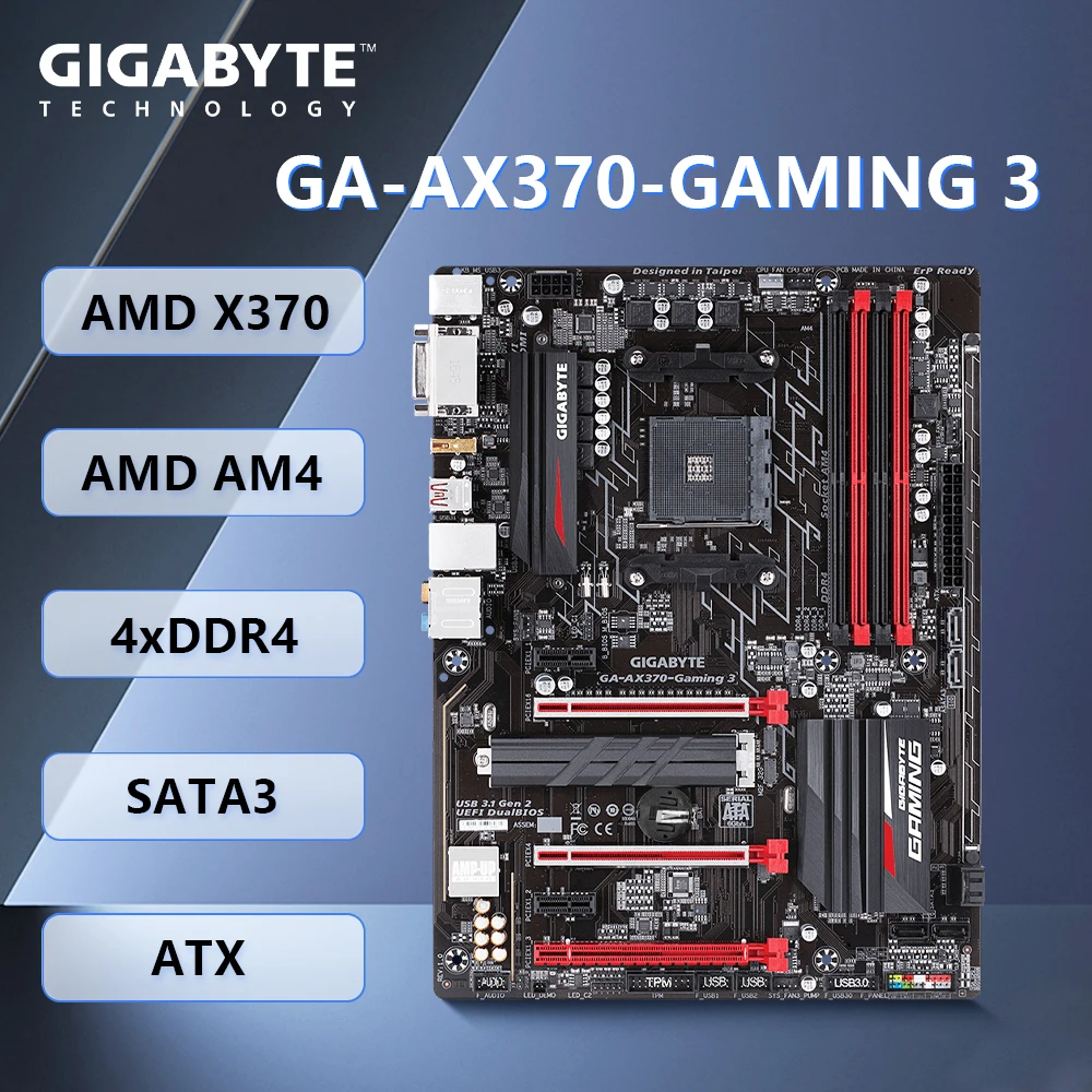 Gigabyte GA-AX370-Gaming 3 материнская плата AM4 Socket поддерживает Ryzen 7 1700x 1800X 2700X 3700X CPU AMD X370 DDR4 32GB, HDMI M.2.
Gigabyte GA-AX370-Gaming 3 материнская плата AM4 Socket поддерживает Ryzen 7 1700x 1800X 2700X 3700X CPU AMD X370 DDR4 32GB, HDMI M.2.