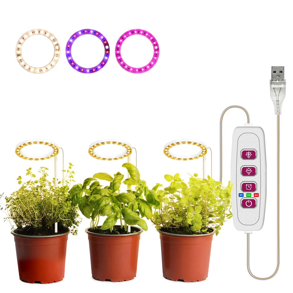 LED Grow Lights Full Spectrum Plant Lamp with 20 LEDs 8H/12H/16H Timer 5 Dimmable Levels Height Adjustable USB Angel Ring Lamp
LED Grow Lights Full Spectrum Plant Lamp with 20 LEDs 8H/12H/16H Timer 5 Dimmable Levels Height Adjustable USB Angel Ring Lamp