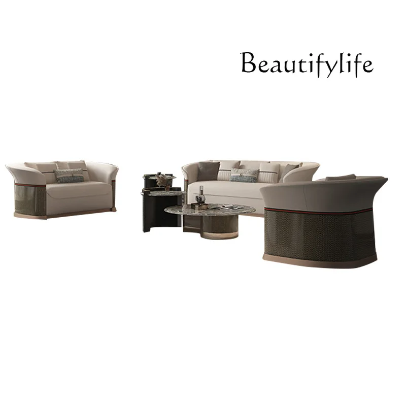 Italian simple first-layer leather sofa living room light luxury sofa leather double leather art sofa combination villa furnitur
Italian simple first-layer leather sofa living room light luxury sofa leather double leather art sofa combination villa furnitur