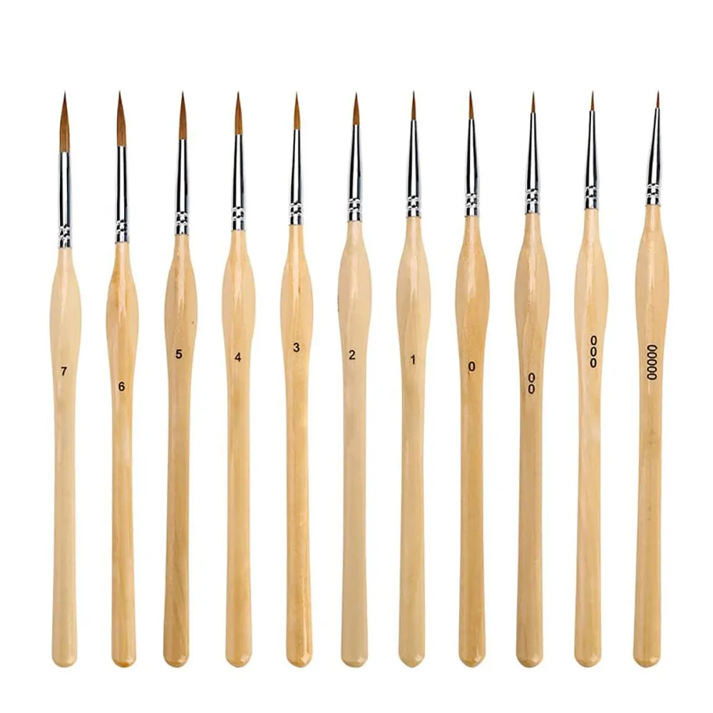 11 шт. миниатюрные кисти для рисования, набор кистей для микродеталь, нейлоновые волосы, художественные акриловые кисти, разные размеры, тонкие детали
11 шт. миниатюрные кисти для рисования, набор кистей для микродеталь, нейлоновые волосы, художественные акриловые кисти, разные размеры, тонкие детали