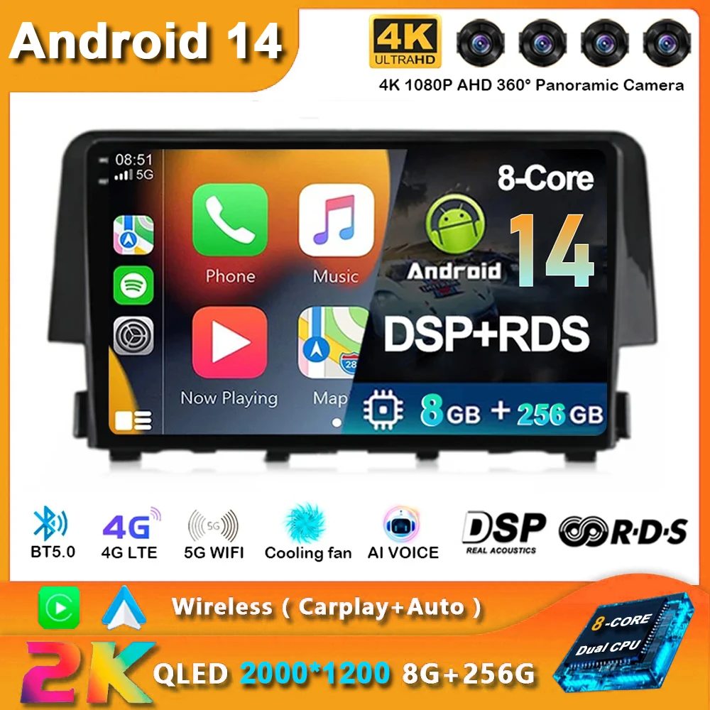 10th Android 14 For Honda Civic 2016 2017 2018 2019 2020 Car Radio Stereo Multimedia Video Player GPS Wireless Carplay Head Unit
10th Android 14 For Honda Civic 2016 2017 2018 2019 2020 Car Radio Stereo Multimedia Video Player GPS Wireless Carplay Head Unit