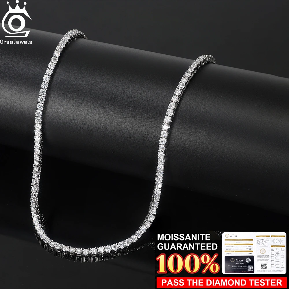 ORSA JEWELS 925 Silver Shiny Moissanite Diamond Necklace 2/3/4MM Fashion Tennis Chain Light Luxury Gift with Certificate MON01
ORSA JEWELS 925 Silver Shiny Moissanite Diamond Necklace 2/3/4MM Fashion Tennis Chain Light Luxury Gift with Certificate MON01