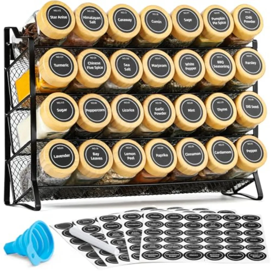 Spice Rack Organizer for Cabinet, 28 Empty Spice Jars with lids, Funnel, Spice Labels, Seasoning Organizer for Countertop, Cabi
Spice Rack Organizer for Cabinet, 28 Empty Spice Jars with lids, Funnel, Spice Labels, Seasoning Organizer for Countertop, Cabi