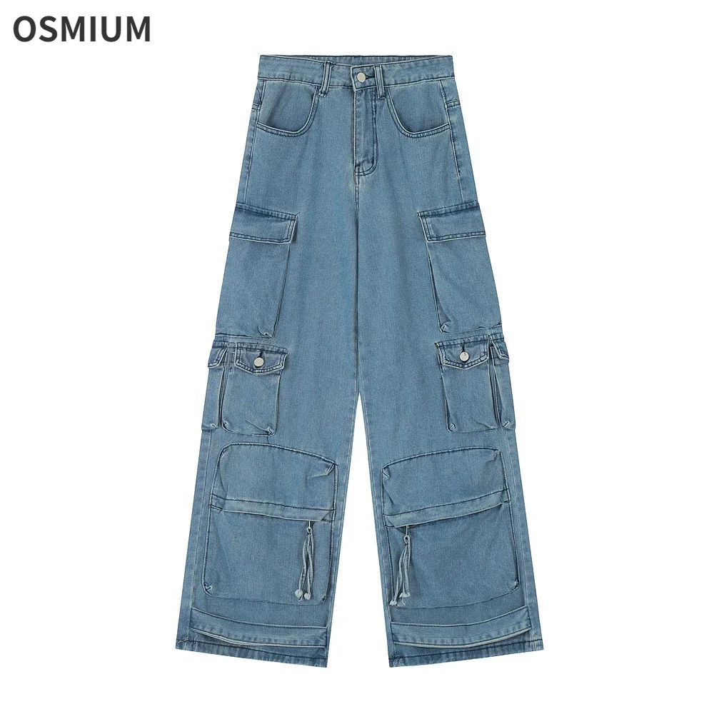 Men High Street Workwear Multi-pocket Denim Jeans Mens Loose Straight Trousers Hip-hop Style Washed Long Wide-leg Blue Pants
Men High Street Workwear Multi-pocket Denim Jeans Mens Loose Straight Trousers Hip-hop Style Washed Long Wide-leg Blue Pants