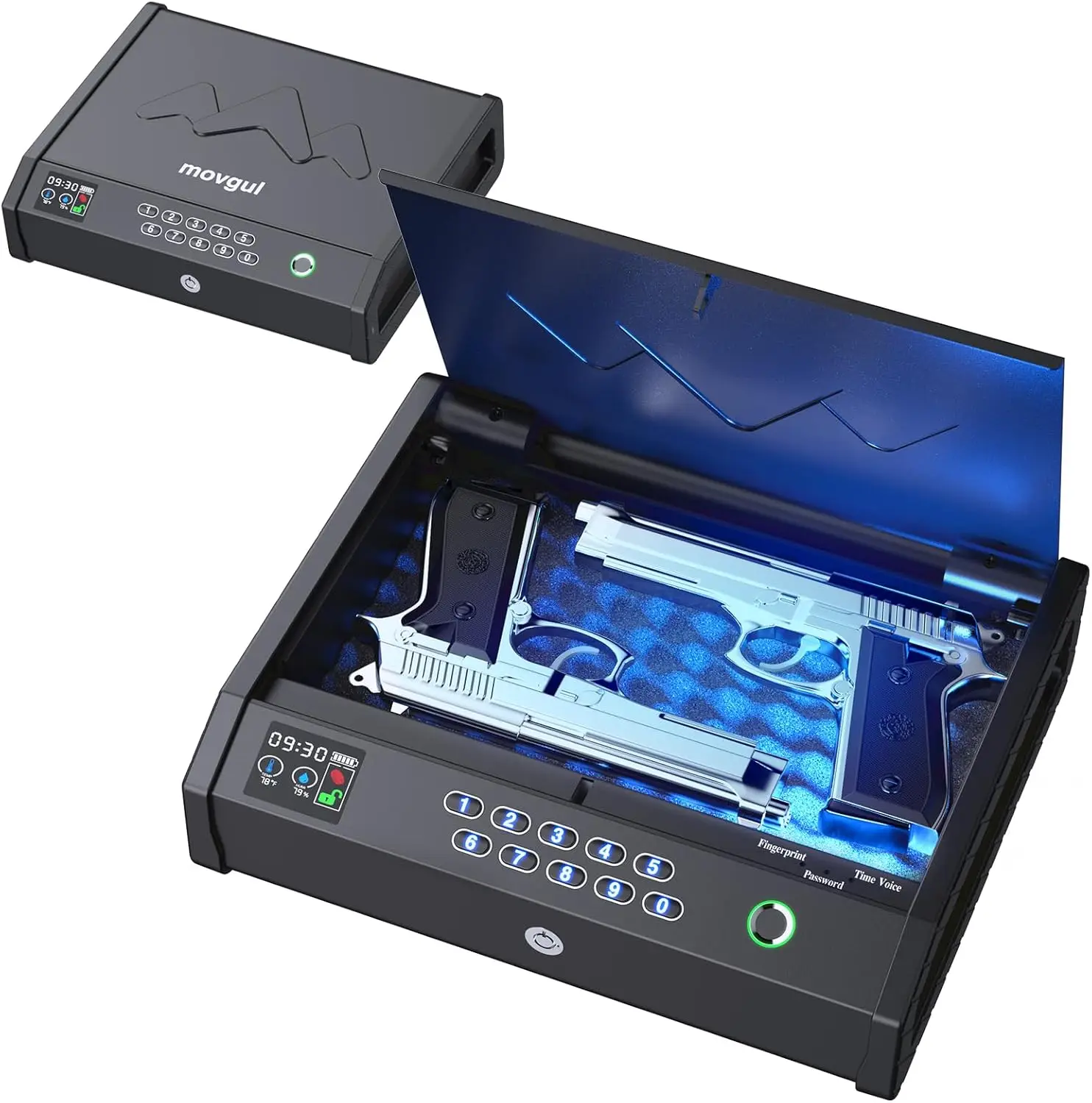 Biometric Gun Safe with LCD Display, USB-C Port, 3 Ways Quick Access for Handguns, Nightstand Car
Biometric Gun Safe with LCD Display, USB-C Port, 3 Ways Quick Access for Handguns, Nightstand Car