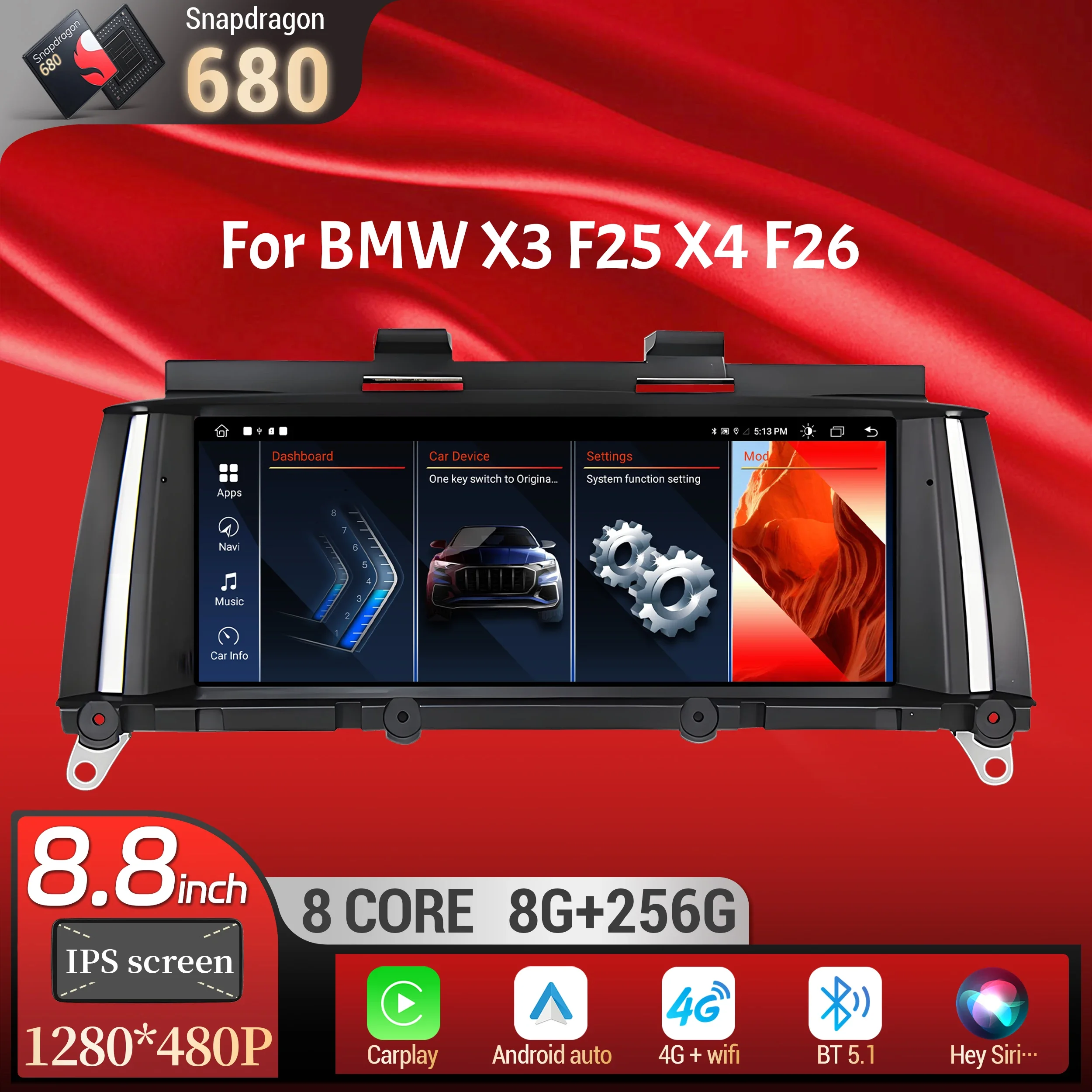 8.8 inch Android 14 For BMW X3 F25 X4 F26 Car Radio 4G Wireless Bluetooth Carplay Qualcomm Snapdragon 680 Head Unit Touch Screen
8.8 inch Android 14 For BMW X3 F25 X4 F26 Car Radio 4G Wireless Bluetooth Carplay Qualcomm Snapdragon 680 Head Unit Touch Screen