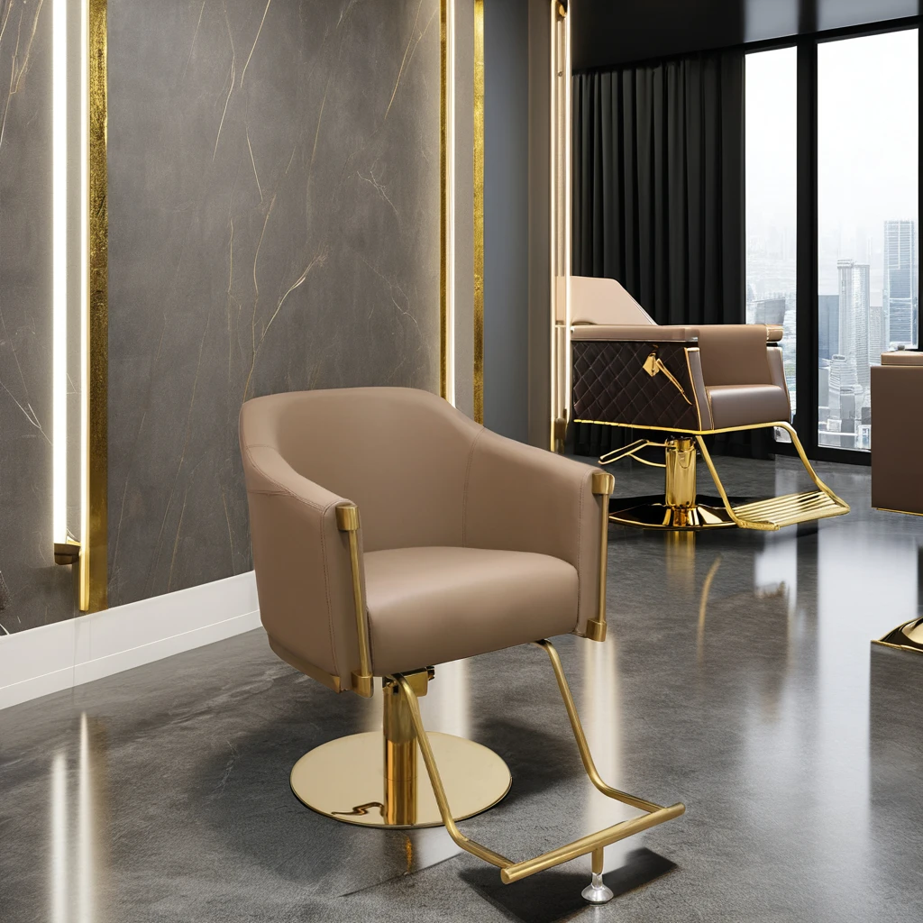 Modern Gold Metal Gray Hydraulic Reclining Hairdressing Chair Salon Furniture for Barber Shop Styling
Modern Gold Metal Gray Hydraulic Reclining Hairdressing Chair Salon Furniture for Barber Shop Styling