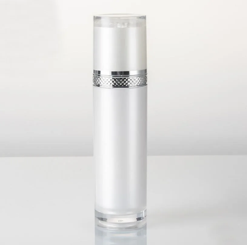 100ml pearl white acrylic silver rim straight round bottle serum/lotion/emulsion/foundation/liquid toner cosmetic packing
100ml pearl white acrylic silver rim straight round bottle serum/lotion/emulsion/foundation/liquid toner cosmetic packing