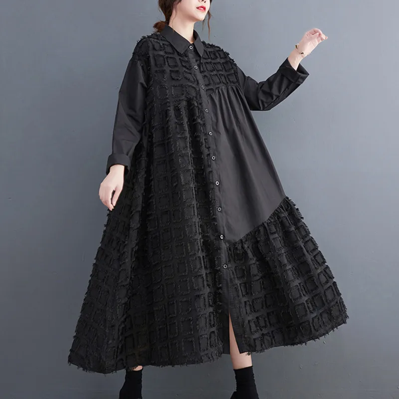 #3316 Spring Black Shirt Dress Women Tassels Loose A-line Button Front Shirt Dress Ladies Korean Style Polo Neck Womens Dresses
#3316 Spring Black Shirt Dress Women Tassels Loose A-line Button Front Shirt Dress Ladies Korean Style Polo Neck Womens Dresses