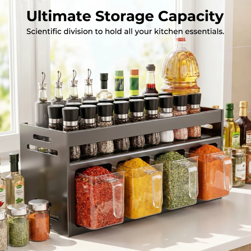 4 Grids Wall Mounted Spice Rack Stainless Steel Multi purpose Kitchen Storage Organizer For Home Seasoning Jar
4 Grids Wall Mounted Spice Rack Stainless Steel Multi purpose Kitchen Storage Organizer For Home Seasoning Jar
