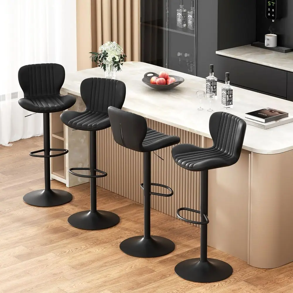 Set of 4 Leather Adjustable Counter Height Bar Stools for Kitchen Island or Dining Area, Black
Set of 4 Leather Adjustable Counter Height Bar Stools for Kitchen Island or Dining Area, Black