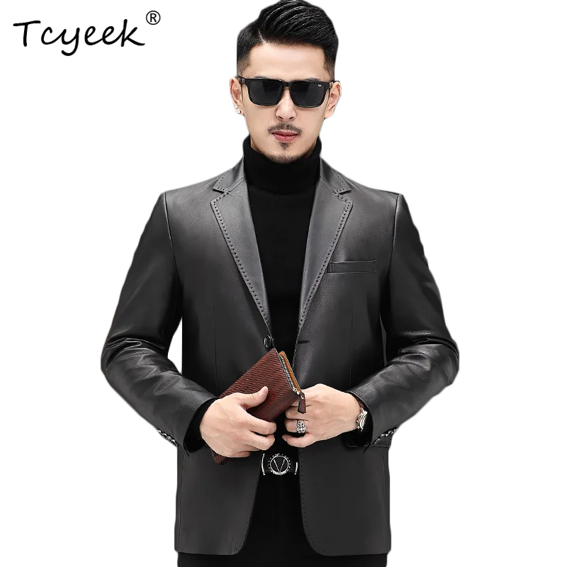 Tcyeek Натуральная овчина Весна Осень Высококачественный костюм с воротником Черная короткая мужская куртка из натуральной кожи Куртка Кожаная Мужская 가죽 자켓
Tcyeek Натуральная овчина Весна Осень Высококачественный костюм с воротником Черная короткая мужская куртка из натуральной кожи Куртка Кожаная Мужская 가죽 자켓