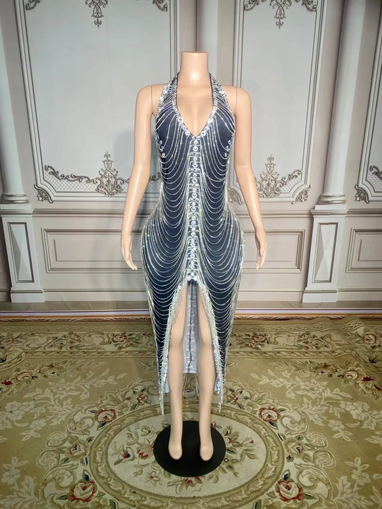 Party Women's Evening Dress Elegant Hanging Neck Strap Crystal Chain Hollow Out Front Split Long Club Sexy Shiny
Party Women's Evening Dress Elegant Hanging Neck Strap Crystal Chain Hollow Out Front Split Long Club Sexy Shiny