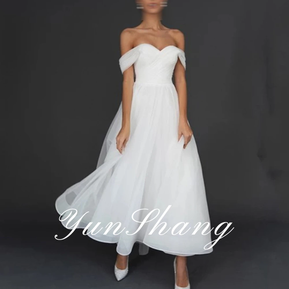 YunShang Customized Elegant Boat Neck Wedding Dress A-Line Cap Sleeve Backless Zipper Organza Bride Gown Ankle-Length Robe Marié
YunShang Customized Elegant Boat Neck Wedding Dress A-Line Cap Sleeve Backless Zipper Organza Bride Gown Ankle-Length Robe Marié