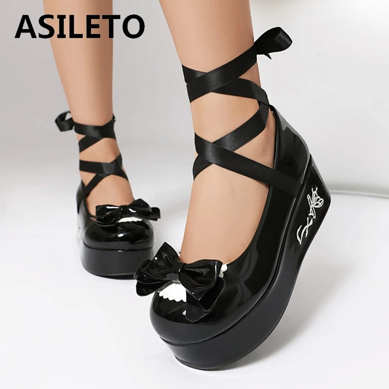 ASILETO Roman Bowtie Student Shoes 3cm High Platform 5.5cm Heel Comfort Strap Up Women Shoes Big Size 44 46 48 50 Black White
ASILETO Roman Bowtie Student Shoes 3cm High Platform 5.5cm Heel Comfort Strap Up Women Shoes Big Size 44 46 48 50 Black White