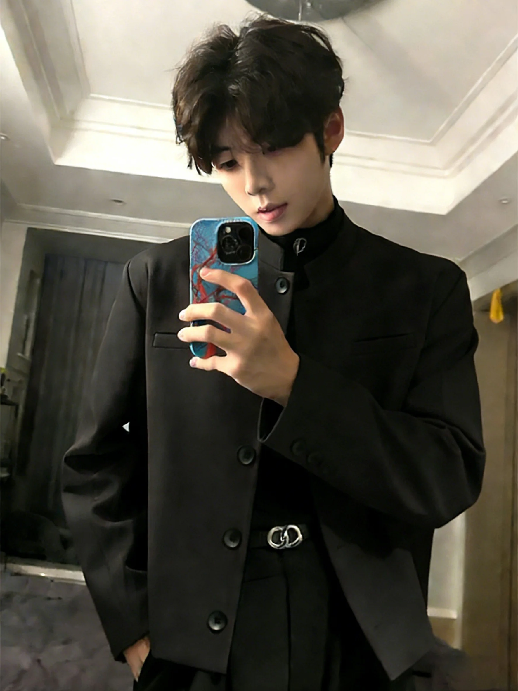 Bla oulder Pad ort Suit Jaet for Men Wedding Ceremony Design Stand Collar Casual Sle Spring Season Warmth Function
Bla oulder Pad ort Suit Jaet for Men Wedding Ceremony Design Stand Collar Casual Sle Spring Season Warmth Function