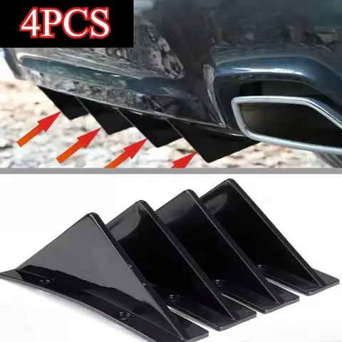 4pcs Car Rear Bumper Diffuser Universal Rear Bumper Crash Spoiler Splitter Protective Cover Cover Car Exterior Accessories
