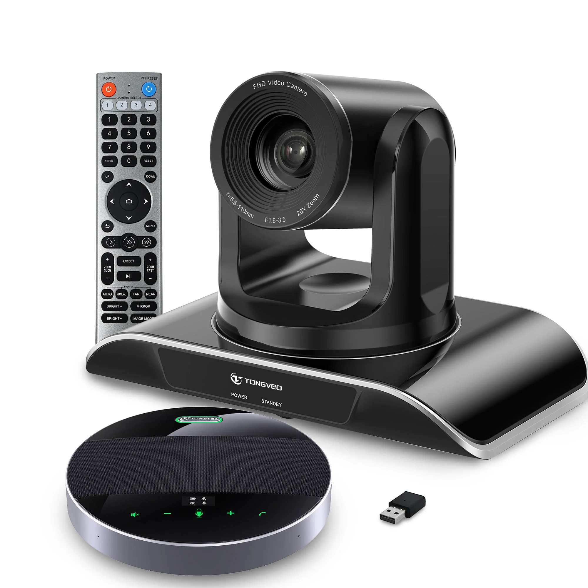 TONGVEO Audio & Video Conference Kits With 20x Zoom PTZ Camera and Blue Tooth Wireless Speakerphone
TONGVEO Audio & Video Conference Kits With 20x Zoom PTZ Camera and Blue Tooth Wireless Speakerphone