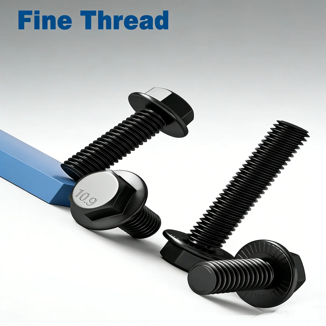 Flange Outer Hexagon Head 10.9 Grade High-Strength Alloy Steel Black Outer Hexagon Flange Fine Thread Plane Bolt
Flange Outer Hexagon Head 10.9 Grade High-Strength Alloy Steel Black Outer Hexagon Flange Fine Thread Plane Bolt