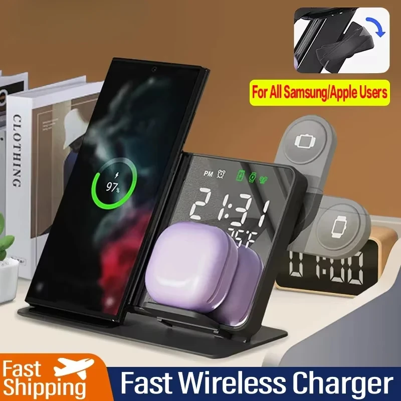 3 in 1 Wireless Charger for Apple Samsung Galaxy Watch 6 5 Pro S24 S23 S22 Fast Charging Station Alarm Clock Phone Charger Stand
3 in 1 Wireless Charger for Apple Samsung Galaxy Watch 6 5 Pro S24 S23 S22 Fast Charging Station Alarm Clock Phone Charger Stand