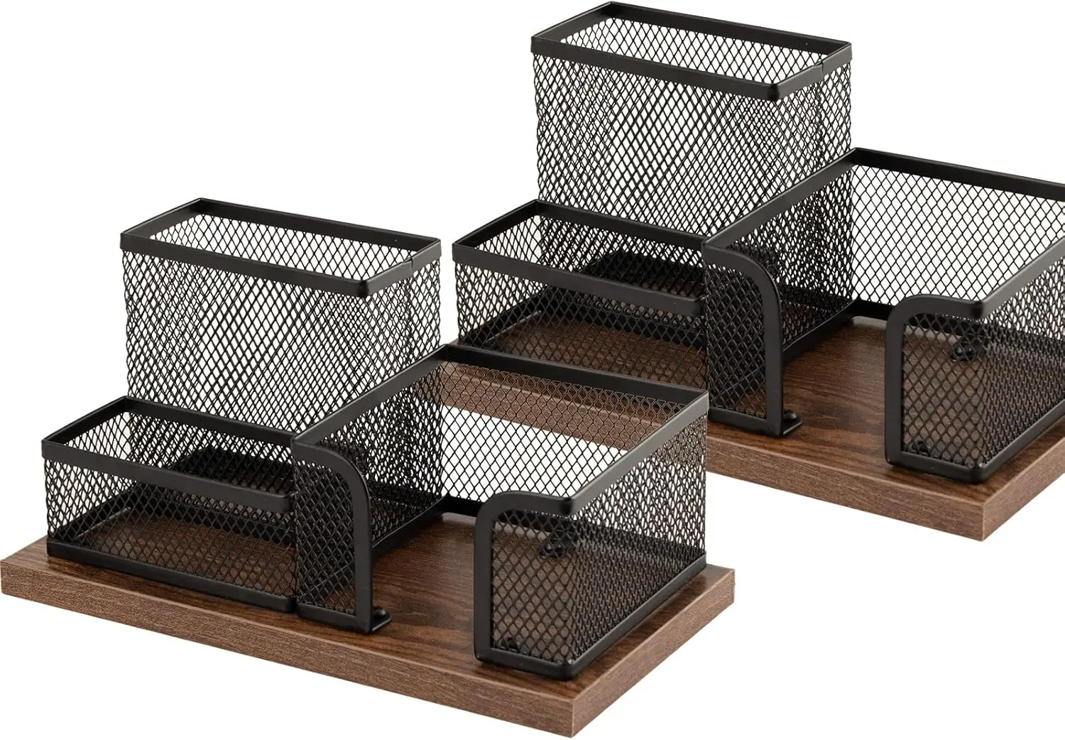 Mesh & Wood Pen Holder, 3-Compartment Desk Caddy with Sticky Notes Holder, 2-Pack Black
Mesh & Wood Pen Holder, 3-Compartment Desk Caddy with Sticky Notes Holder, 2-Pack Black