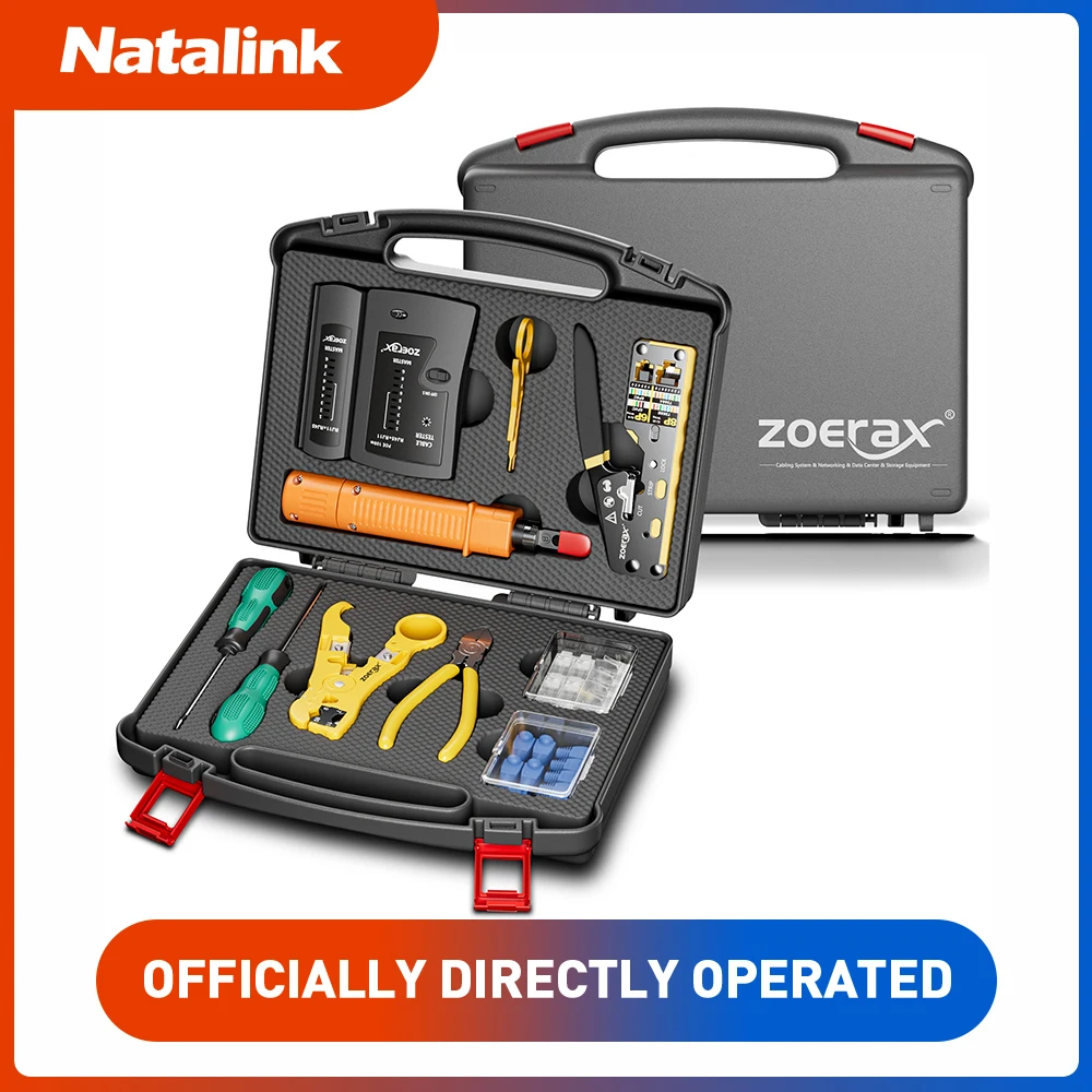 Набор обжимных инструментов Natalink RJ45 CAT6 с универсальным обжимным кабелем, тестером, перфоратором, инструментом для зачистки, разъемами и ботинками
Набор обжимных инструментов Natalink RJ45 CAT6 с универсальным обжимным кабелем, тестером, перфоратором, инструментом для зачистки, разъемами и ботинками