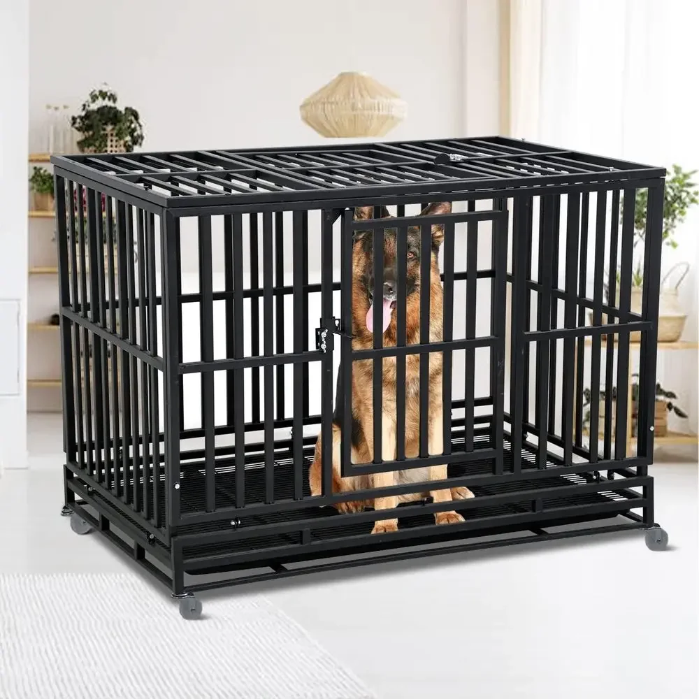 Extra Large Metal Dog Crate - 48 Inch XL Cage with Double Doors, Plastic Tray & Locks for Medium to Large Dogs, Black
Extra Large Metal Dog Crate - 48 Inch XL Cage with Double Doors, Plastic Tray & Locks for Medium to Large Dogs, Black