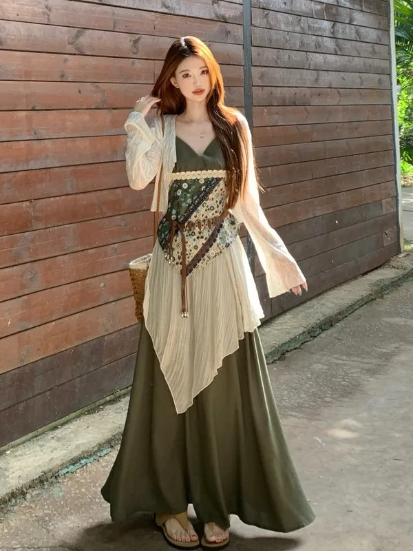 plus Size Women's Retro Ethnic Vacation Style Strap Vest High Waist Patchwork Skirt Three Piece Set Summer New Arrival
plus Size Women's Retro Ethnic Vacation Style Strap Vest High Waist Patchwork Skirt Three Piece Set Summer New Arrival