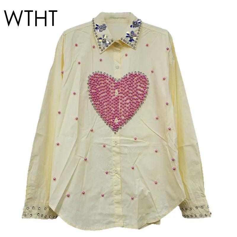 WTHT Trendy Women's Heavy Industy Nail Beading Hearts Blouse Fashion Lapel Long Sleeves Blouse Female 2025 Summer 1LS1436
WTHT Trendy Women's Heavy Industy Nail Beading Hearts Blouse Fashion Lapel Long Sleeves Blouse Female 2025 Summer 1LS1436