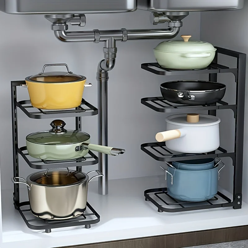 1pc Multi-Tier Kitchen Pot Organizer Rack - Stainless Steel Under-Sink for Pots and Pans - Space-Saving Cabinet Holder for Coo
1pc Multi-Tier Kitchen Pot Organizer Rack - Stainless Steel Under-Sink for Pots and Pans - Space-Saving Cabinet Holder for Coo