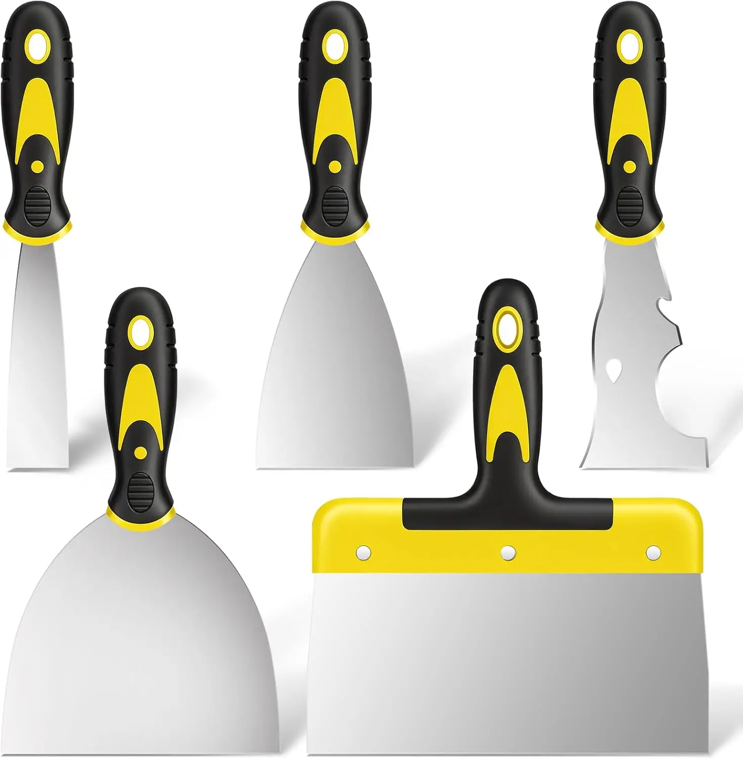 5-Piece Stainless Steel Putty Knife Set, 1.5-10 inch Paint Scrapers, Multi Scraper Tool for Drywall, Plaster, Decals
5-Piece Stainless Steel Putty Knife Set, 1.5-10 inch Paint Scrapers, Multi Scraper Tool for Drywall, Plaster, Decals