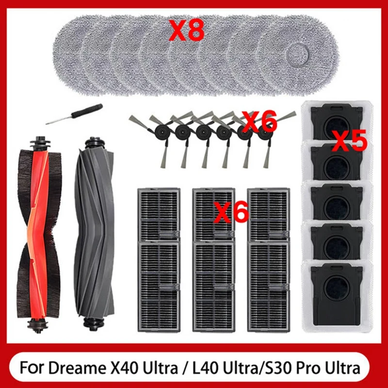 28PCS For Dreame L40 Ultra /X40 Ultra/S30 Pro Ultra Vacuum Cleaner Accessories Main Side Brush Mop Cloth Dust Bag Filter
28PCS For Dreame L40 Ultra /X40 Ultra/S30 Pro Ultra Vacuum Cleaner Accessories Main Side Brush Mop Cloth Dust Bag Filter