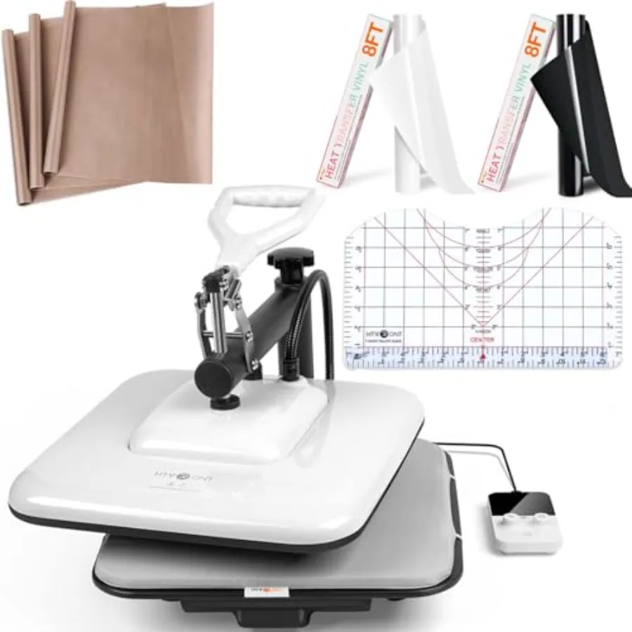 15x15 Heat Press Machine for T-shirt Printing, Aluminum Alloy Body, Black, Precise Temperature Control Dual-Function Timer
15x15 Heat Press Machine for T-shirt Printing, Aluminum Alloy Body, Black, Precise Temperature Control Dual-Function Timer