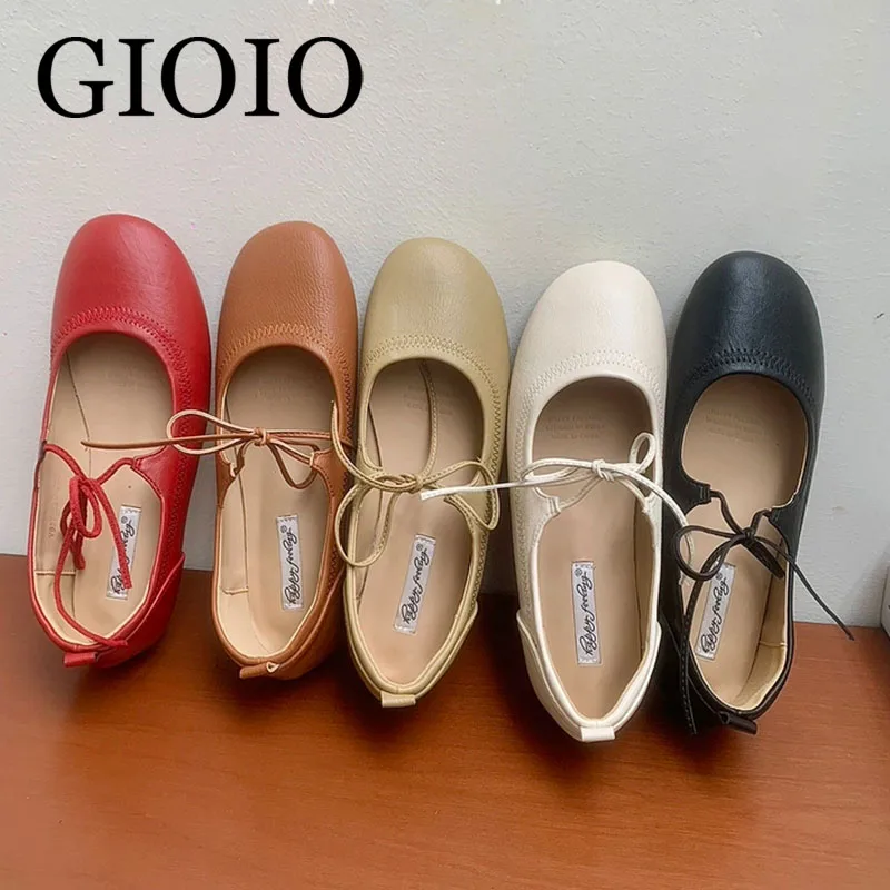GIOIO 2026 Designer Spring Women Ballet Flats Casual Shallow Butterfly-knot Shoes Soft Sole Female Elegant Leather Dress Shoes
GIOIO 2026 Designer Spring Women Ballet Flats Casual Shallow Butterfly-knot Shoes Soft Sole Female Elegant Leather Dress Shoes