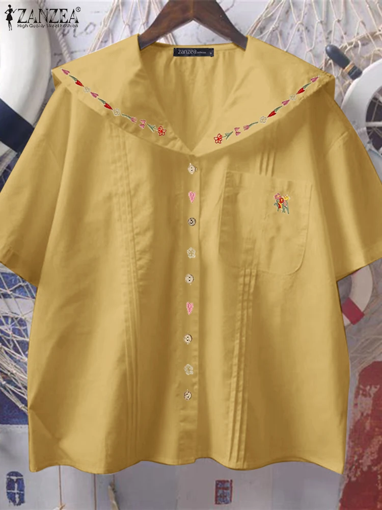 ZANZEA Women Shirts Floral Printed Tops 2025 Bohemian Short Sleeve Sailor Collar Blusas Loose Casual OL Work Tunic Female
ZANZEA Women Shirts Floral Printed Tops 2025 Bohemian Short Sleeve Sailor Collar Blusas Loose Casual OL Work Tunic Female
