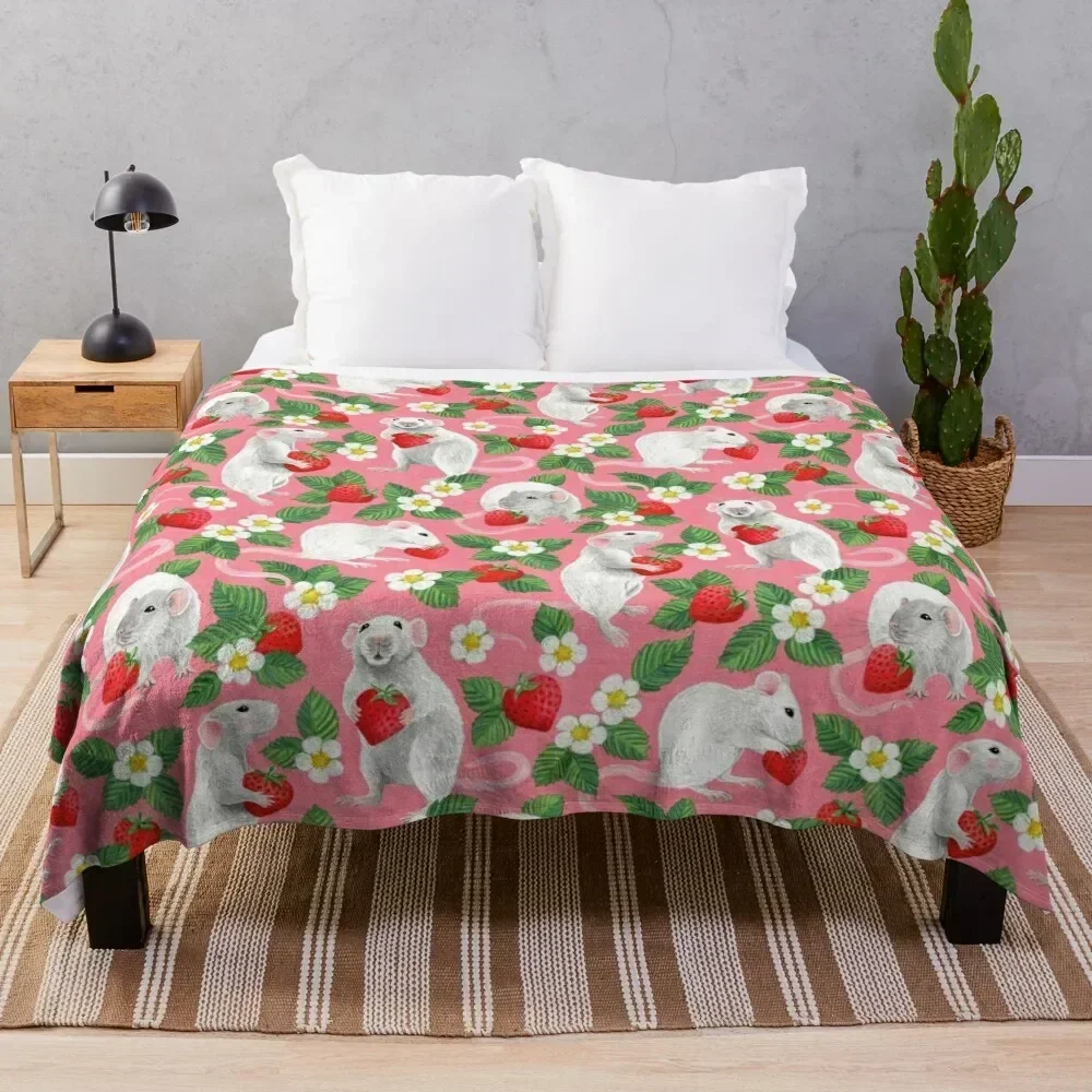 Rats Love Strawberries on bright pink Throw Blanket Fade Resistant Durable Throw Blanket
Rats Love Strawberries on bright pink Throw Blanket Fade Resistant Durable Throw Blanket