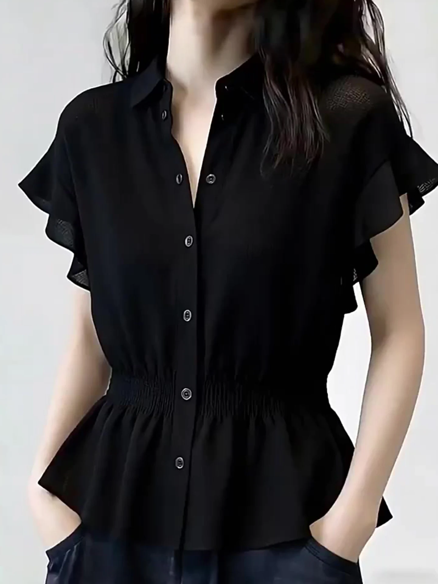 Elegant Single-Button Turn-down Collar Shirt Summer Commute Lightweight Luxury Women's Shirt Short Sleeve Korean Style
Elegant Single-Button Turn-down Collar Shirt Summer Commute Lightweight Luxury Women's Shirt Short Sleeve Korean Style