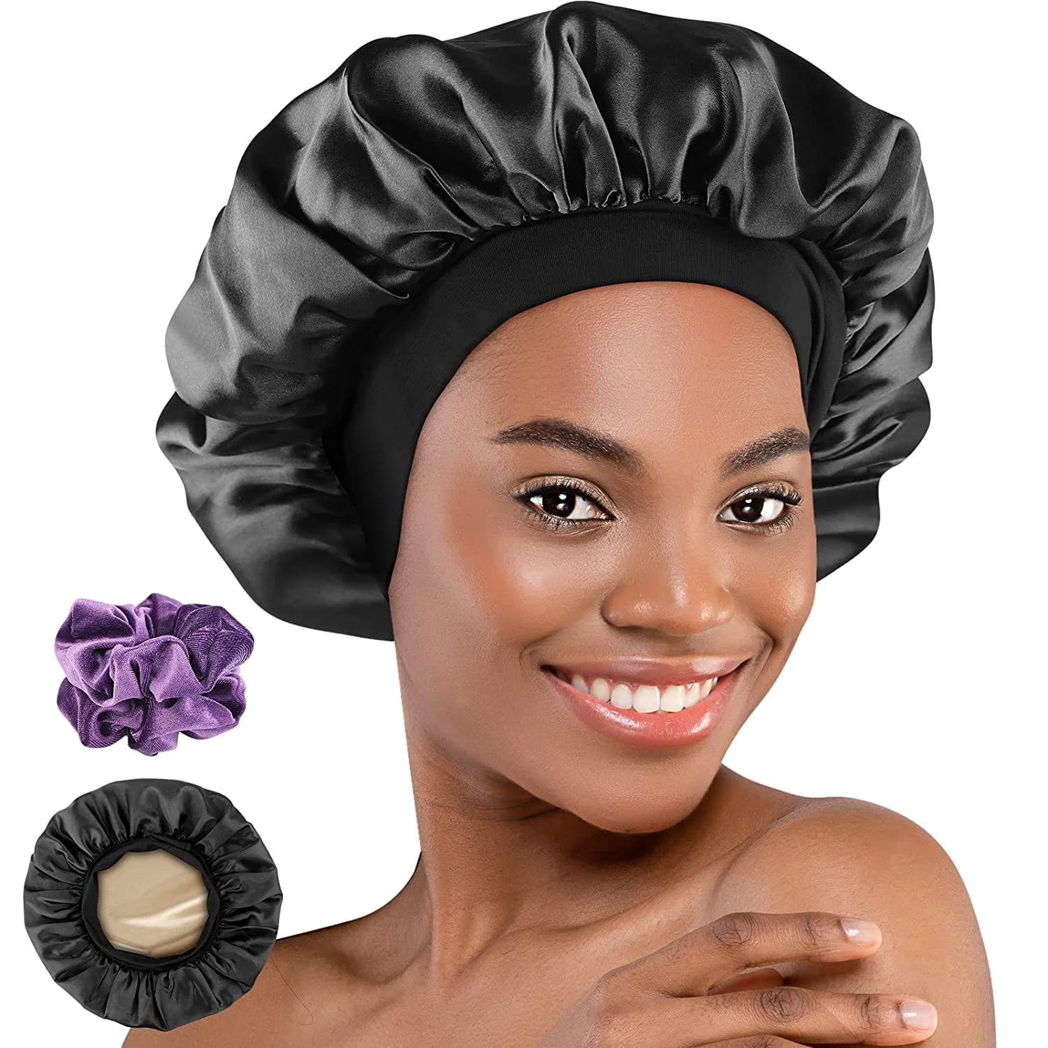 Satin Bonnet, Hair Wrap Adjustable Sleep with 2 Pieces of Scrunchies for Women Men Double Layer Lined Bonnets for Curly Braid H
Satin Bonnet, Hair Wrap Adjustable Sleep with 2 Pieces of Scrunchies for Women Men Double Layer Lined Bonnets for Curly Braid H